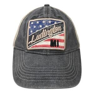 Ludington U.S. Flag Est. 1878 Snapback Trucker Hat Gray One Size DK Embroidery